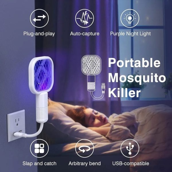 Mini USB Rechargeable Mosquito Racket with UV Light β Portable Bug Zapper