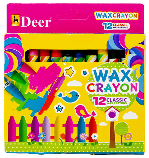 Deer Wax Crayons – Pack of 12 Bright Colors for Kids Creativity