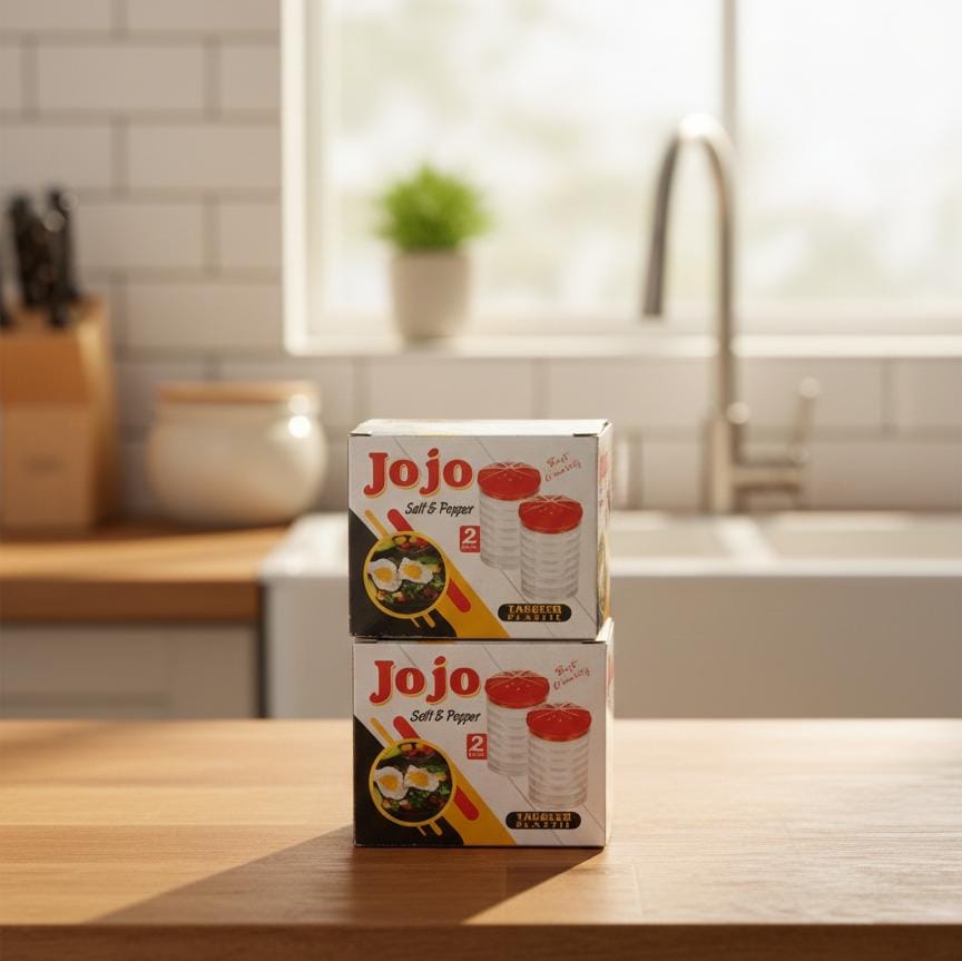 JoJo Multi-Purpose Spice Shaker Set (Pack of 4) – Clear Body with Stylish Red Tops