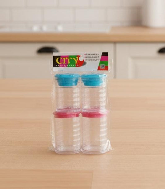4 Piece Transparent Spice Shaker Set – Compact and Stylish Kitchen Organizer
