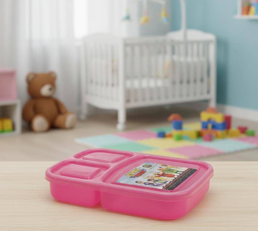 Kids 3 Compartment Bento Lunch Box – Organized and Fun Meal Box for School