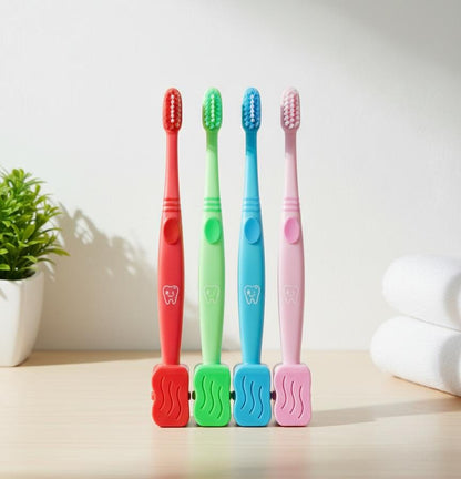 Kids Toothbrush Set – Pack of 4 Soft Bristle Brushes for Daily Oral Care