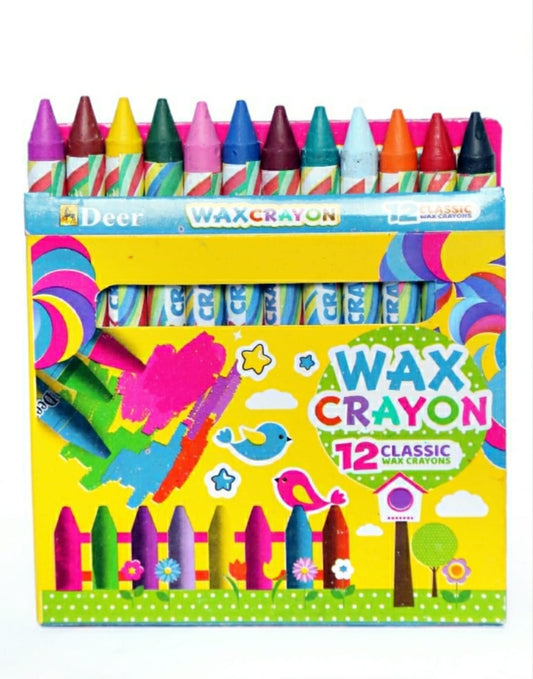 Deer Wax Crayons – Pack of 12 Bright Colors for Kids Creativity