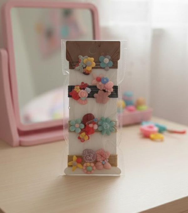 Cute Flower and Cartoon Hair Bands Set – Colorful and Comfortable Hair Accessories for Kids