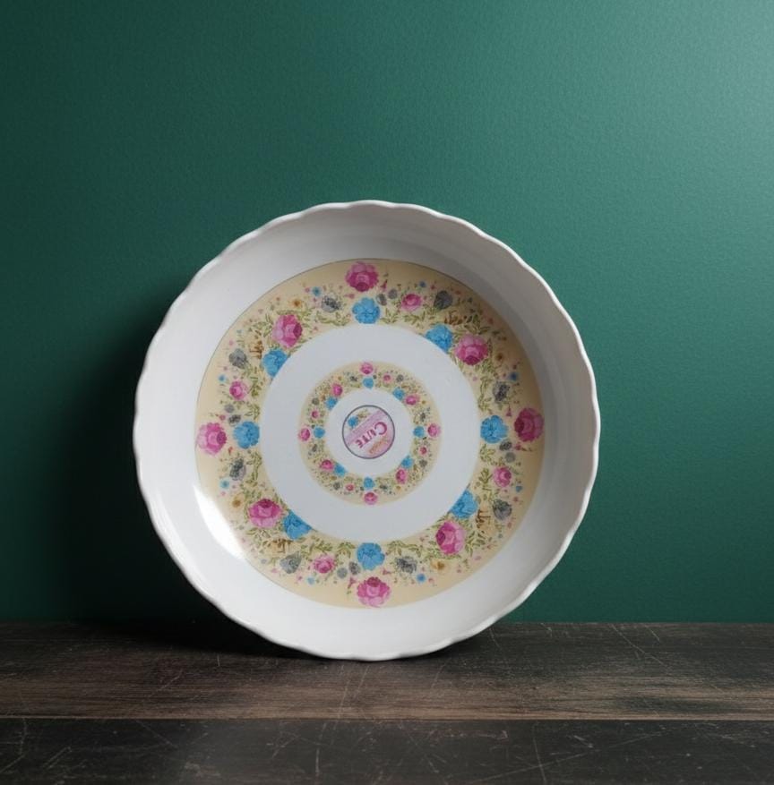 Colorful Floral Scalloped Ceramic Serving Plate – Stylish and Durable Tableware