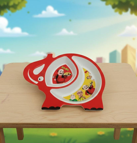Motu Patlu Elephant Shape Kids Partition Plate – Fun and Healthy Mealtime Companion