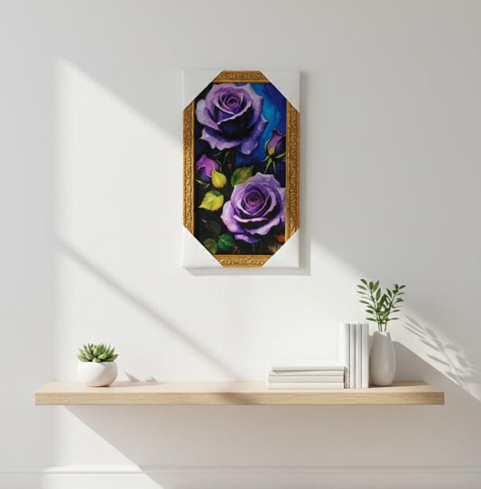 Royal Purple Roses Canvas Wall Art – Elegant Floral Painting for Home Decor