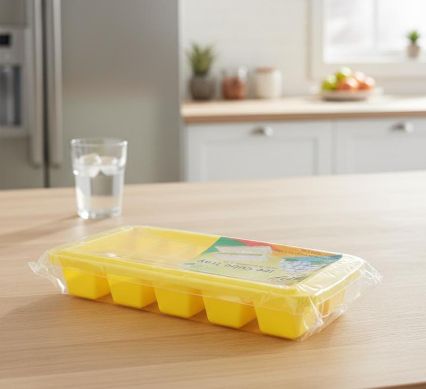 Vibrant Yellow 12-Slot Ice Cube Tray