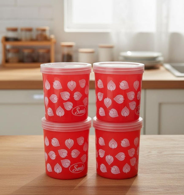 4 Piece Red Floral Kitchen Containers