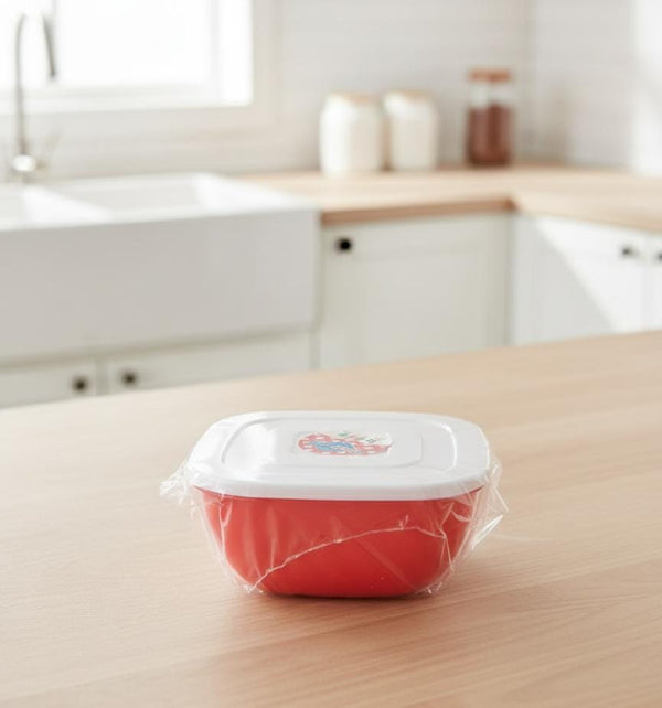 Single Red Square Food Container with White Lid