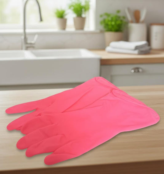 Durable Pink Rubber Gloves for Cleaning