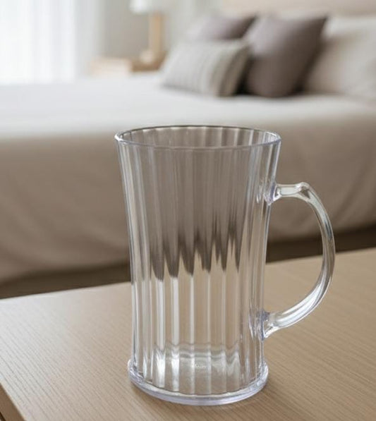 Clear Vertical Striped Glass Mug – Perfect for Home &amp; Office Use