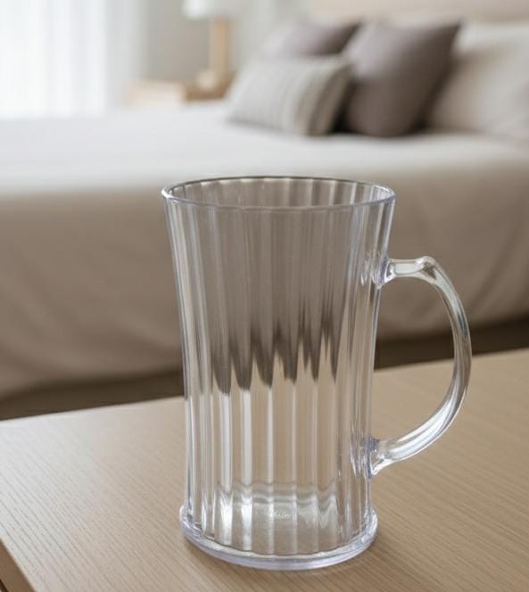 Clear Vertical Striped Glass Mug – Perfect for Home &amp; Office Use