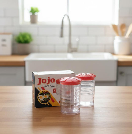 JoJo Multi-Purpose Spice Shaker Set (Pack of 4) – Clear Body with Stylish Red Tops