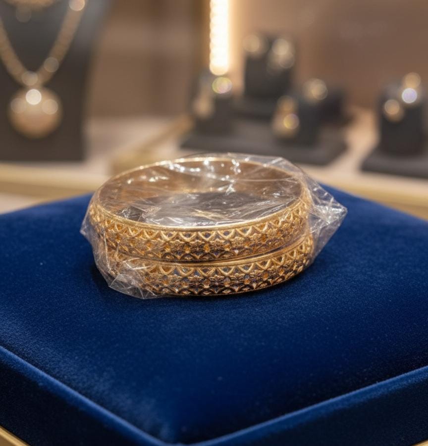 Classic Golden Filigree Kada Set – Exquisite Craftsmanship